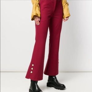 NWT Derek Lam 10 Crosby Cropped Flared trousers w/sailor buttons highwaist pants